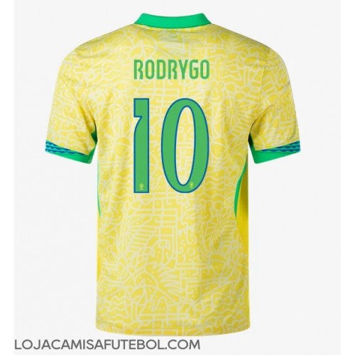 Camisa de Futebol Brasil Rodrygo Goes #10 Equipamento Principal Copa America 2024 Manga Curta